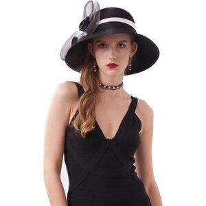 Kentucky Derby Hats - Organza Hat Fascinator Hat Black White